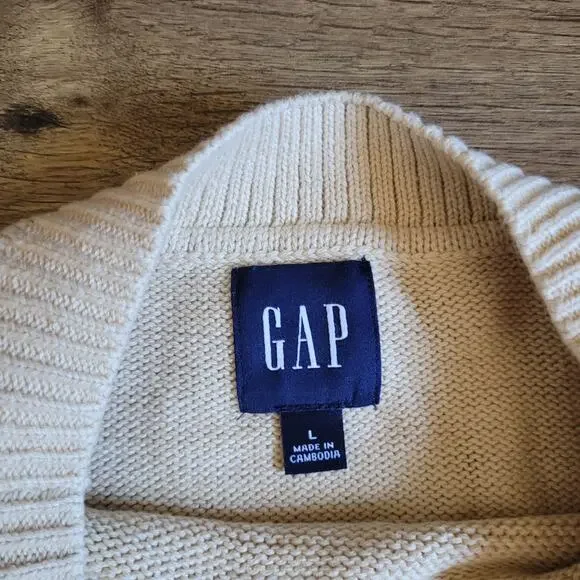 Gap Women's Large Crewneck Cream Knit Sweater Ribbed Cuffs/Hem Cozy - Picture 5 of 9